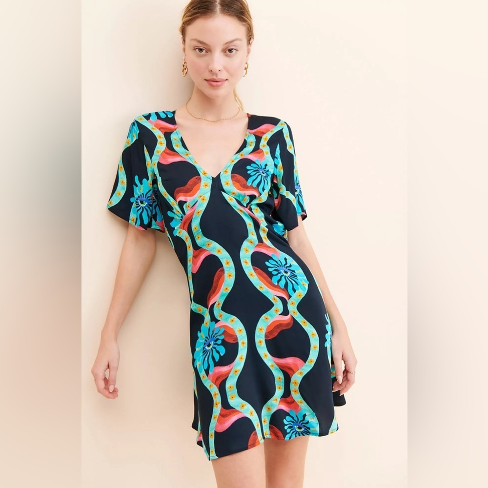 Kinga Csilla Free People Lopez Black Tulip Babydoll Mini Dress Size Small
